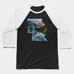 Red Mountain in Geometrical Shape Baseball T-Shirt